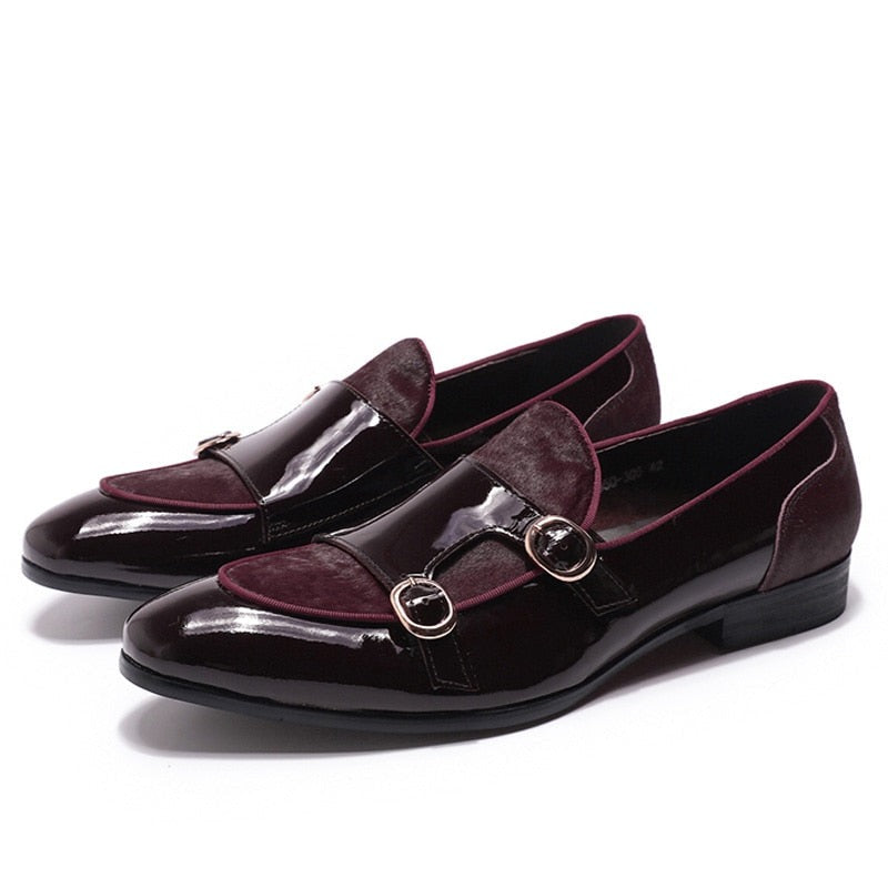 Il Doppione - Luxury Double Monk-strap Patent Leather Loafers (Red bottom)