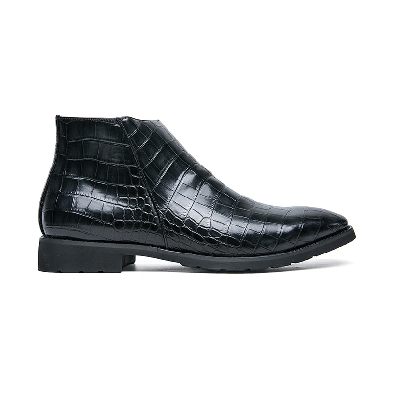 La Versana - Alligator Print Leather Boots For Men (Chelsea Zipper boots)