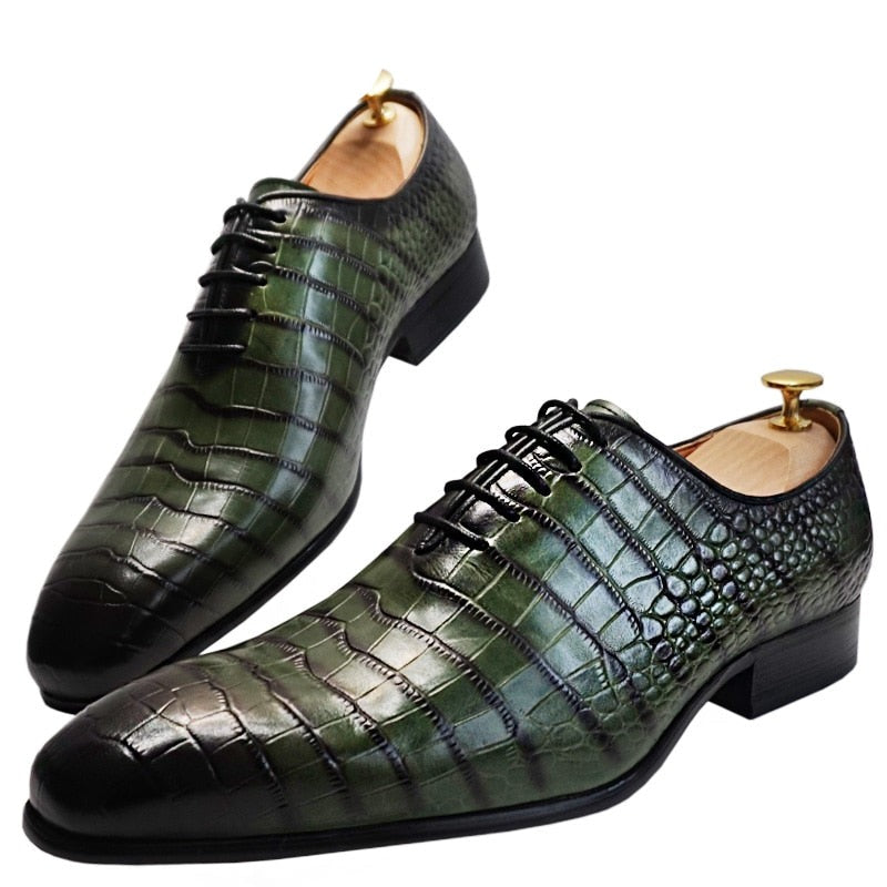 The DaoChen Alligator - Crocodile Pattern leather Captoe Oxford Dress Shoes - Ashour Shoes