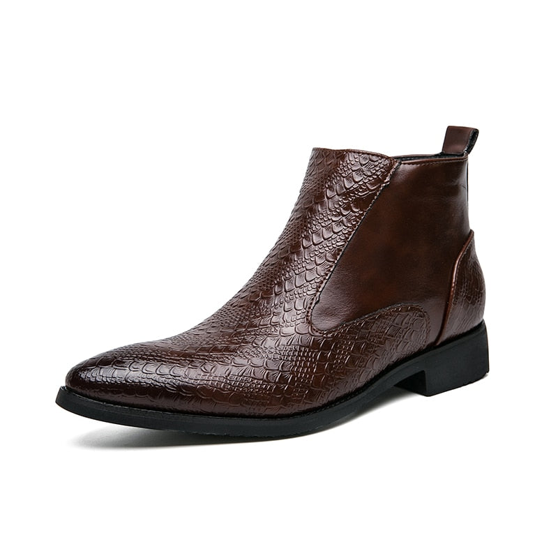 il Paviese2 - Patent Leather Ankle Boots ( Zipper Boots For Men)