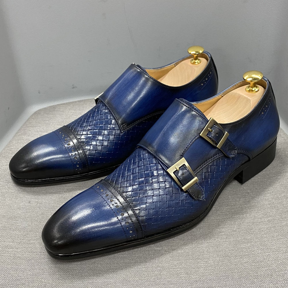 La Ricchezza - Double Monk Alligator Print Leather Dress Shoes - Ashour Shoes