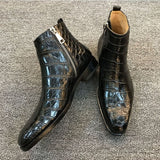 La Versana - Alligator Print Leather Boots For Men (Chelsea Zipper boots) - Ashour Shoes
