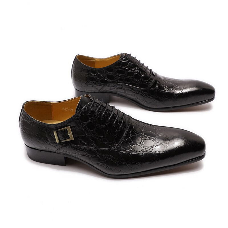 Emporiums - Top quality Luxury Leather Captoe alligator Print Oxford - Ashour Shoes