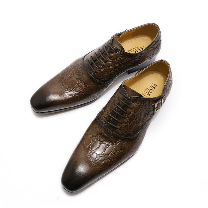 Emporiums - Top quality Luxury Leather Captoe alligator Print Oxford - Ashour Shoes