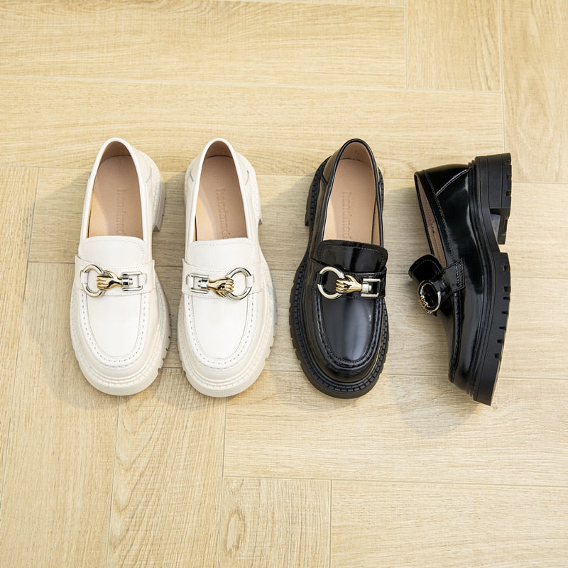 The Nina - Chunky Leather Penny Loafers For Women