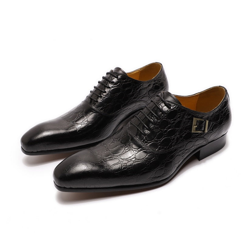 The Emporiums - Luxury Leather Captoe Oxford with alligator Print (Top of the line Shoes)