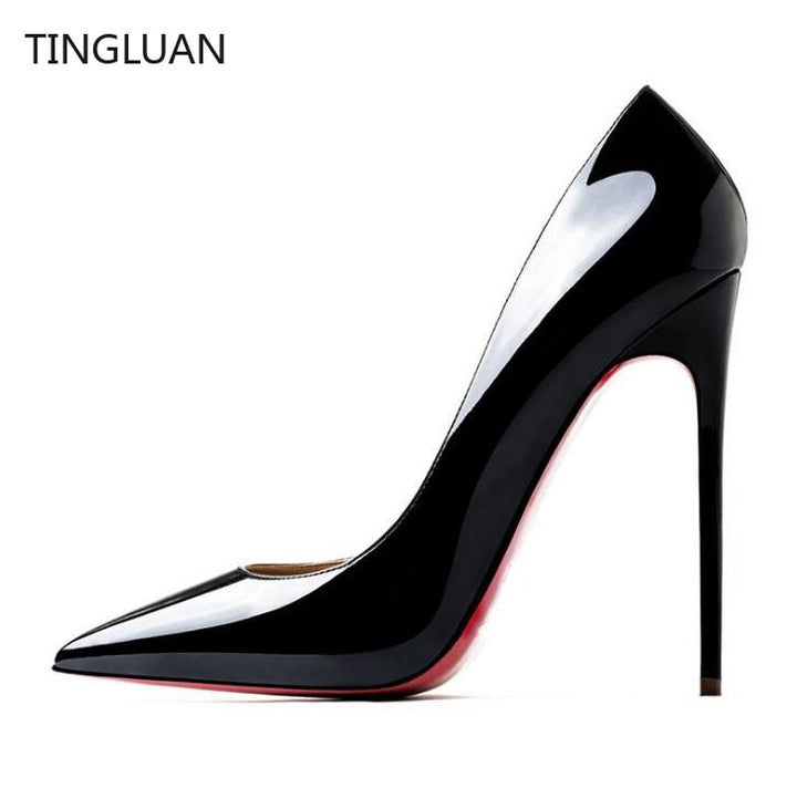 The POX - Patent Leather High Heel Red Bottoms Pumps For Women 8-12CM