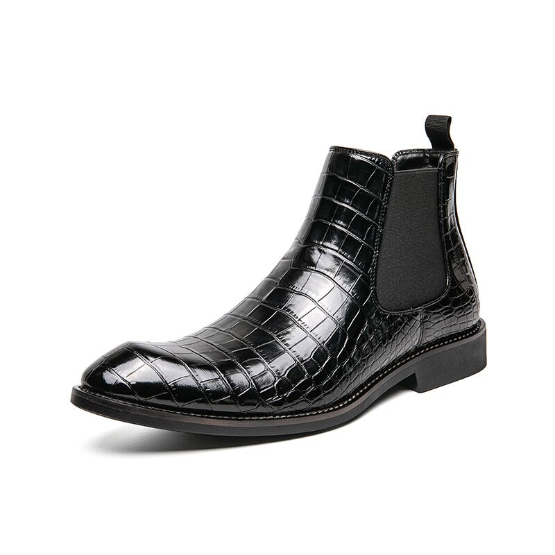 The Moro - Alligator Print Chelsea Leather Boots