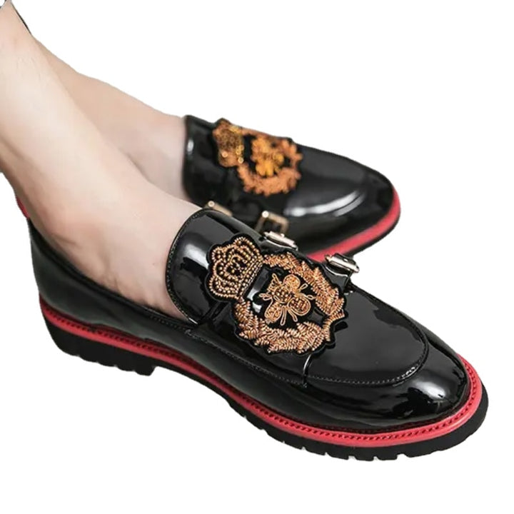 The Applique - Royal Loafers for Men with two buckles decoration