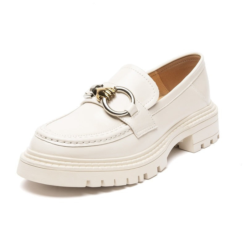 The Nina - Chunky Leather Penny Loafers For Women - Ashour Shoes