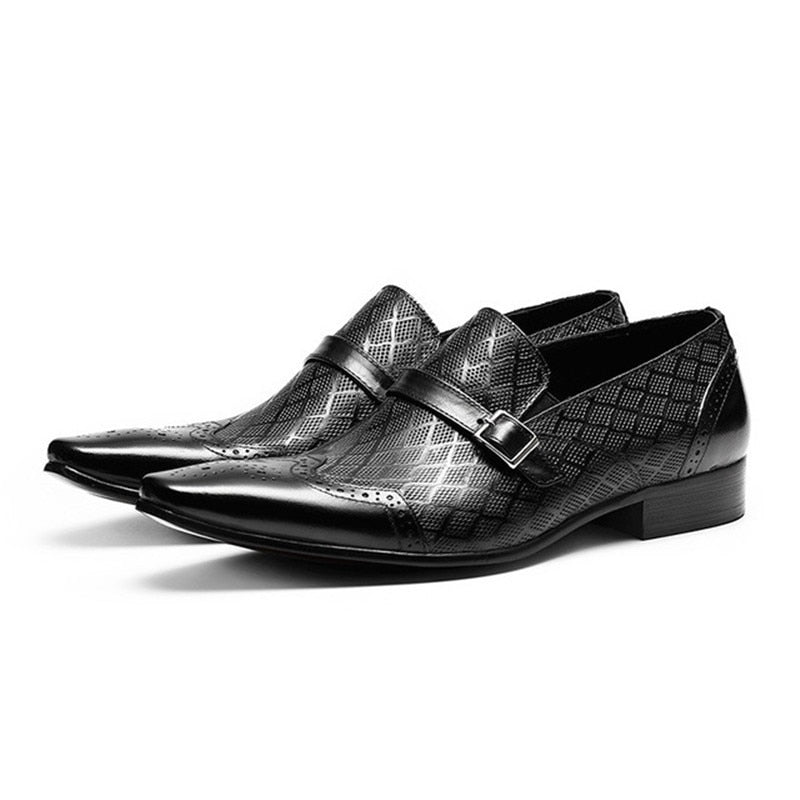 The Rossi 4 - Red Bottom Classic Leather Monkstrap Loafers (single buckle)