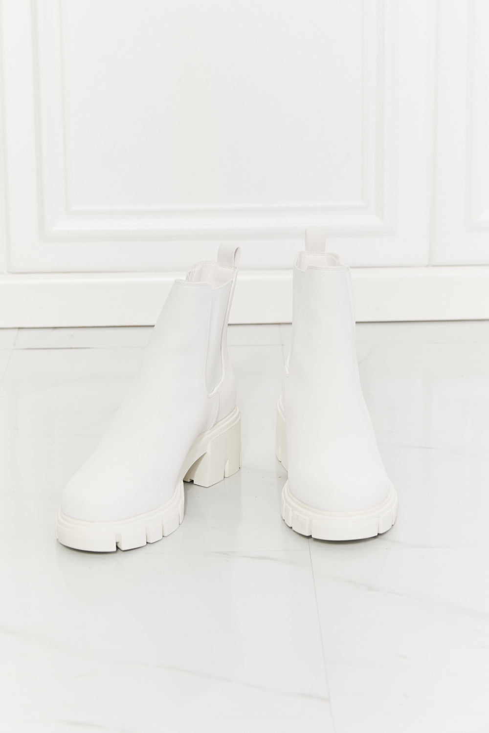 Work For It - Matte Lug Sole Chelsea Boots in White - Ashour Shoes