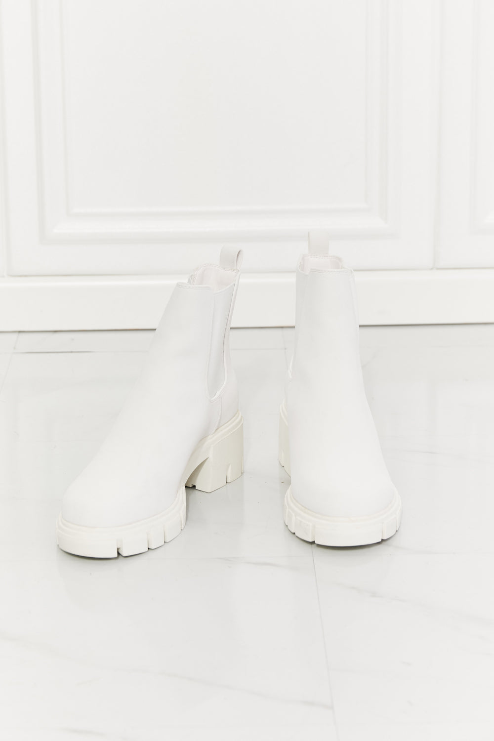 Work For It - Matte Lug Sole Chelsea Boots in White