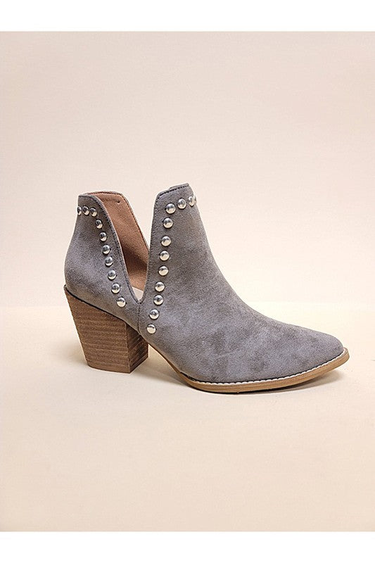 Misty - Elegant Side cut Stud Booties For Women - Ashour Shoes