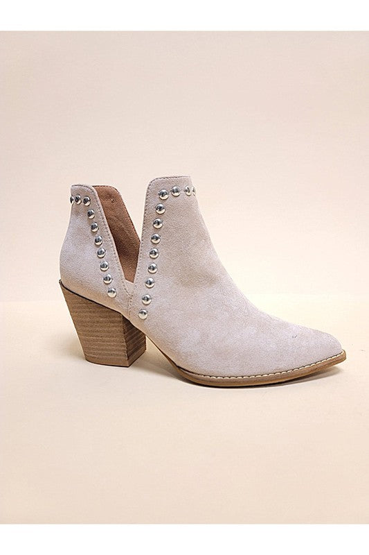 Misty - Elegant Side cut Stud Booties For Women - Ashour Shoes