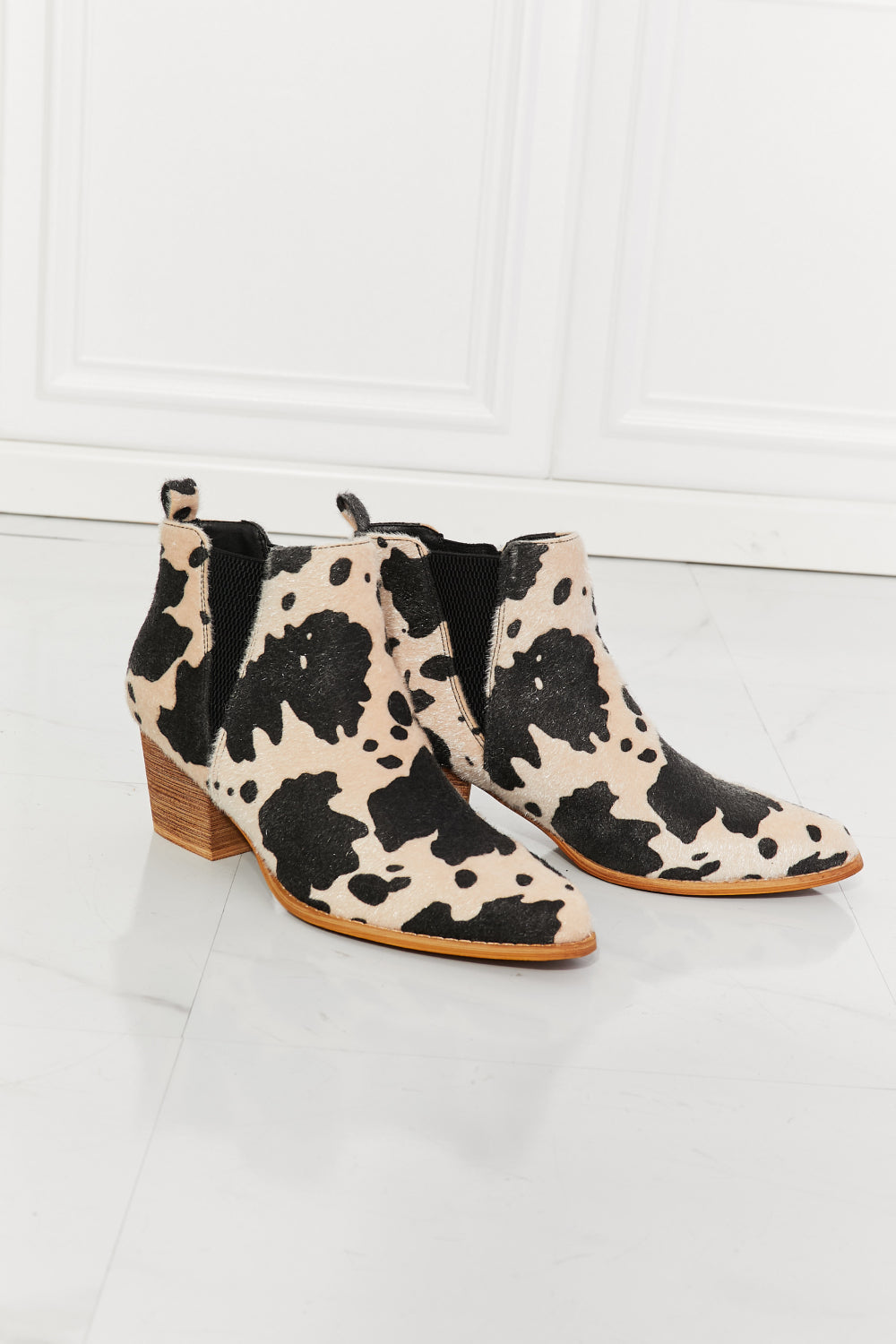 Back At It - Point Toe Bootie in Beige Cow Print