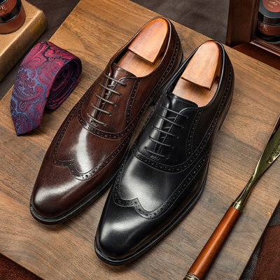 The Attire 101 - Men's Business Suits Oxford Brogue Shoes