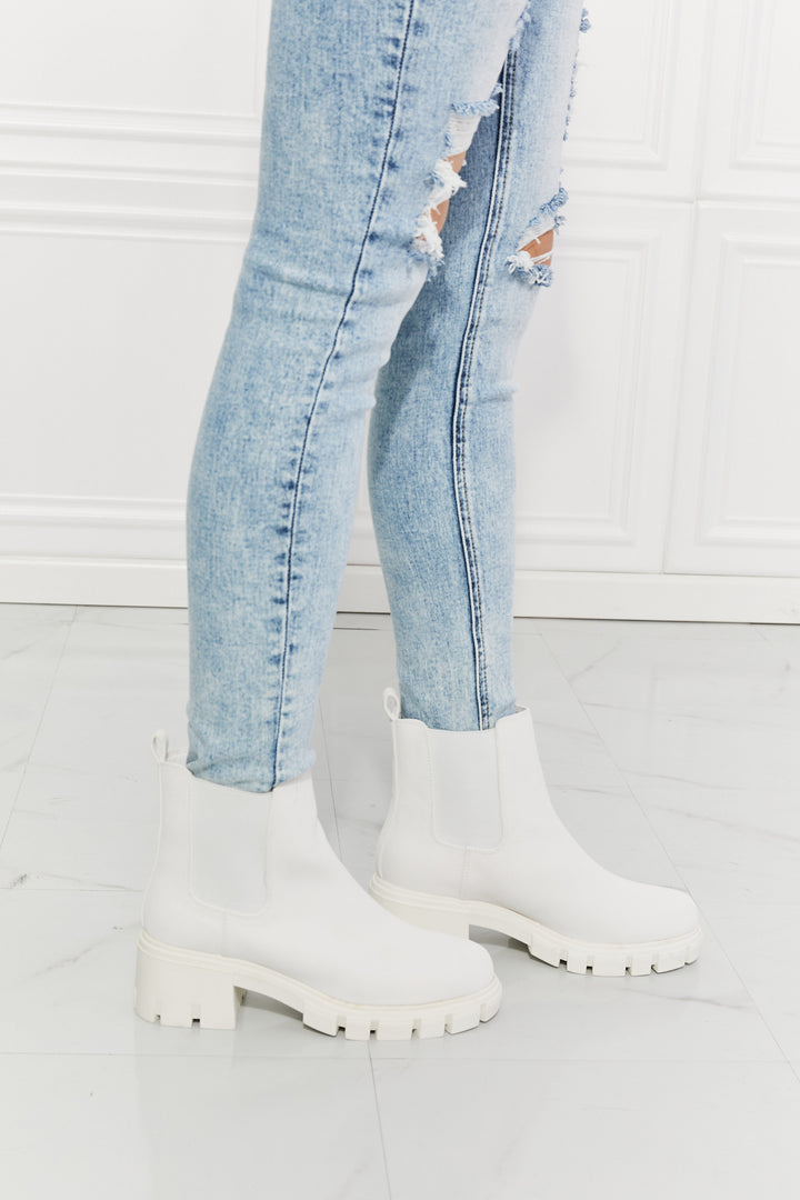 Work For It - Matte Lug Sole Chelsea Boots in White