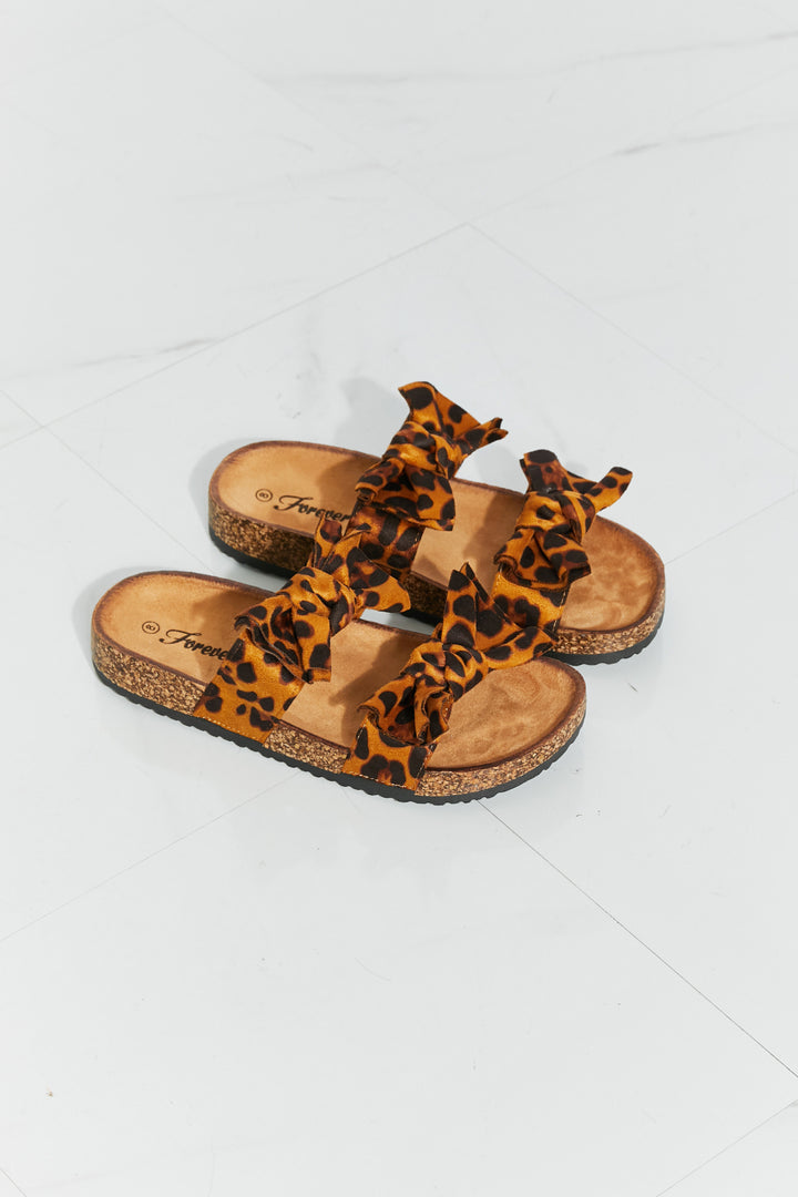 Fiercely Feminine - Leopard Bow Slide Sandals for women - Ashour Shoes