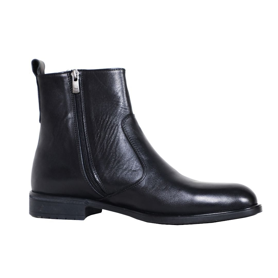 The Chiaro - Men's Italian Leather Dress Boots With Zipper. ankle leather boots for men with zipper closure