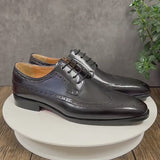 L'ITALIANO - Men's Luxurious Oxford Dress Shoes (Black with Blue shaded sides)