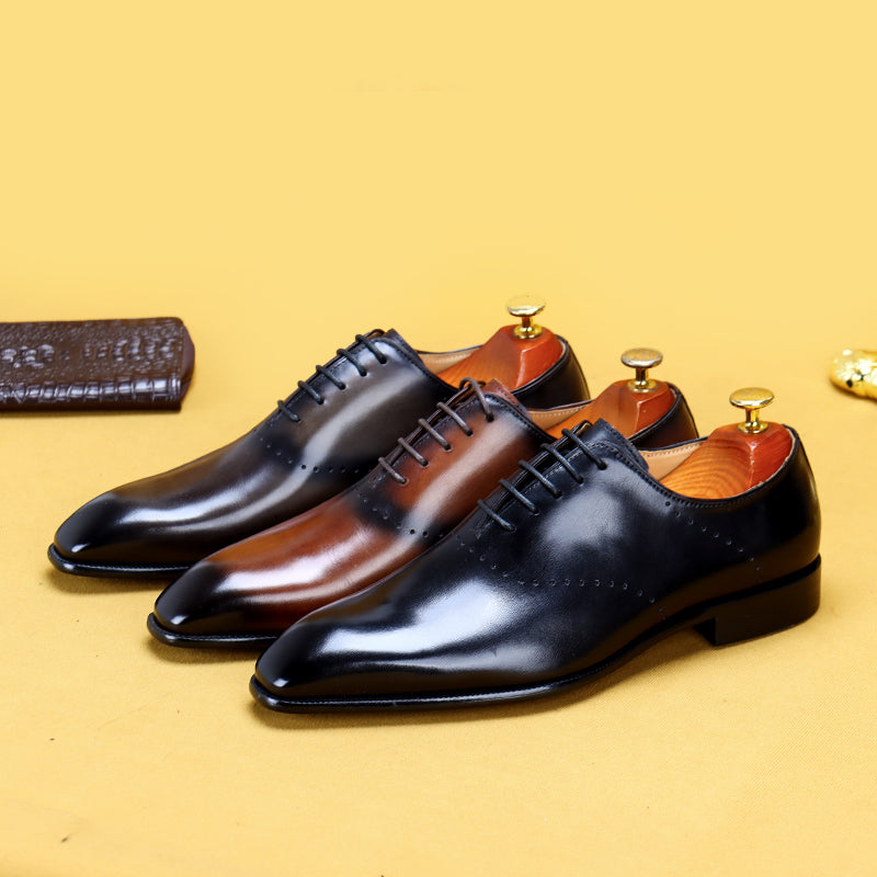 The Alpini - Gentlemen's Black Leather Oxford Dress Shoes