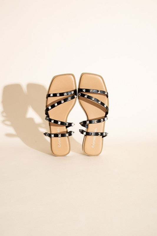 TEMIR - STUD FLAT SLIDES for women - Ashour Shoes