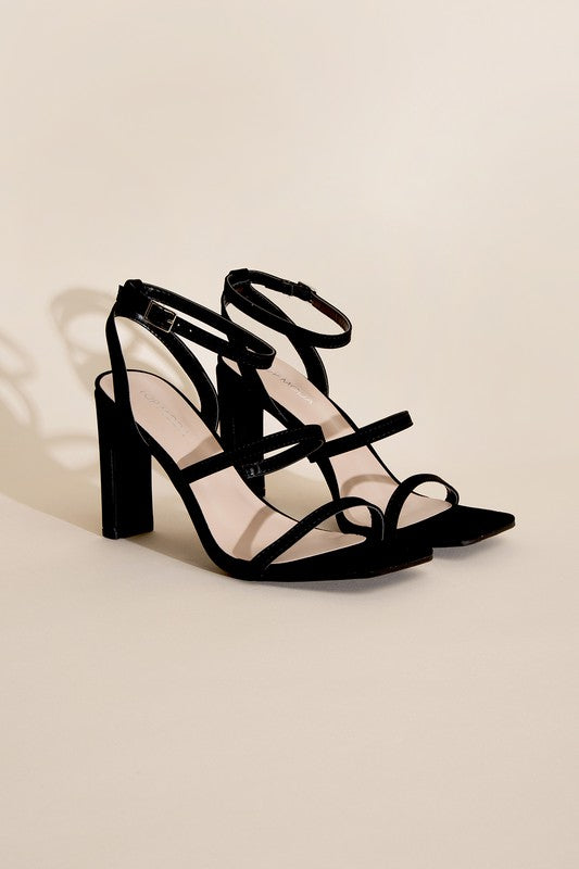 DEVIN - ANKLE STRAP Elegant Heel Black Sandals For Women - Ashour Shoes