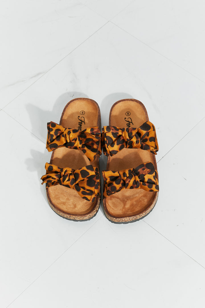 Fiercely Feminine - Leopard Bow Slide Sandals for women - Ashour Shoes