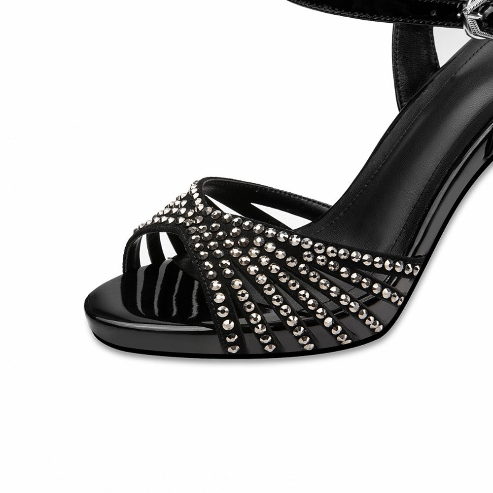 Rhinestone Women's Sandals - Stiletto Heel Peep Toe