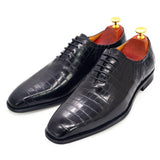 Ashour's Deep Red - Men's Leather Oxford Dress Shoes (alligator print) - Ashour Shoes