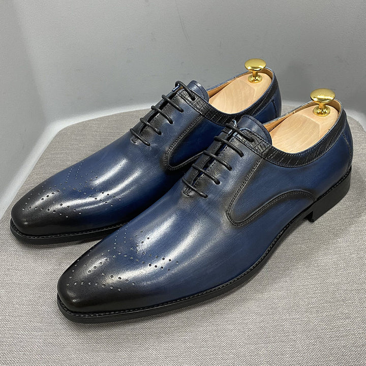 Ashour's Venom Oxfords - Men's Leather Dress Shoes (Blue or Black)