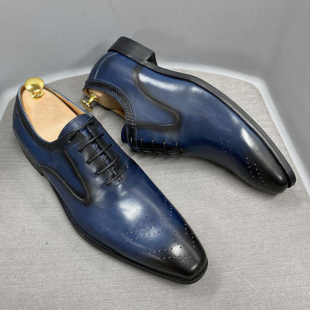 Ashour's Venom Oxfords - Men's Leather Dress Shoes (Blue or Black)