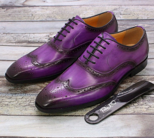 The Autentico - Classic Handmade Wingtip Oxford Leather Dress Shoes