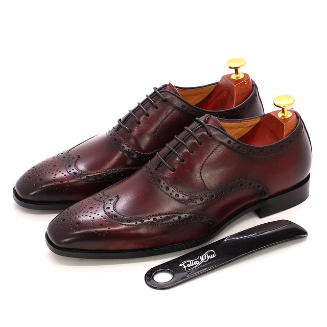 Autentico - Men's Classic Wingtip Oxford Leather Dress Shoes. Handmade - Ashour Shoes