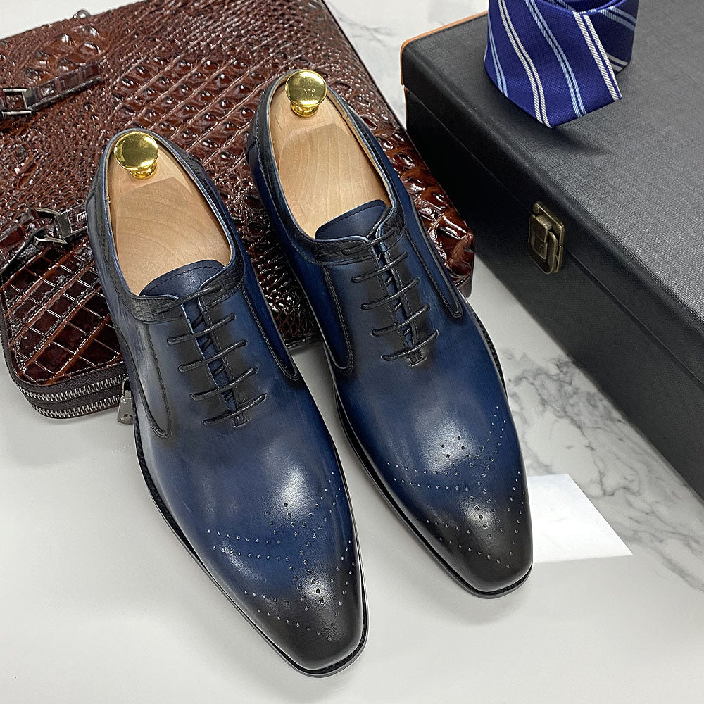 Ashour's Venom Oxfords - Men's Leather Dress Shoes (Blue or Black)