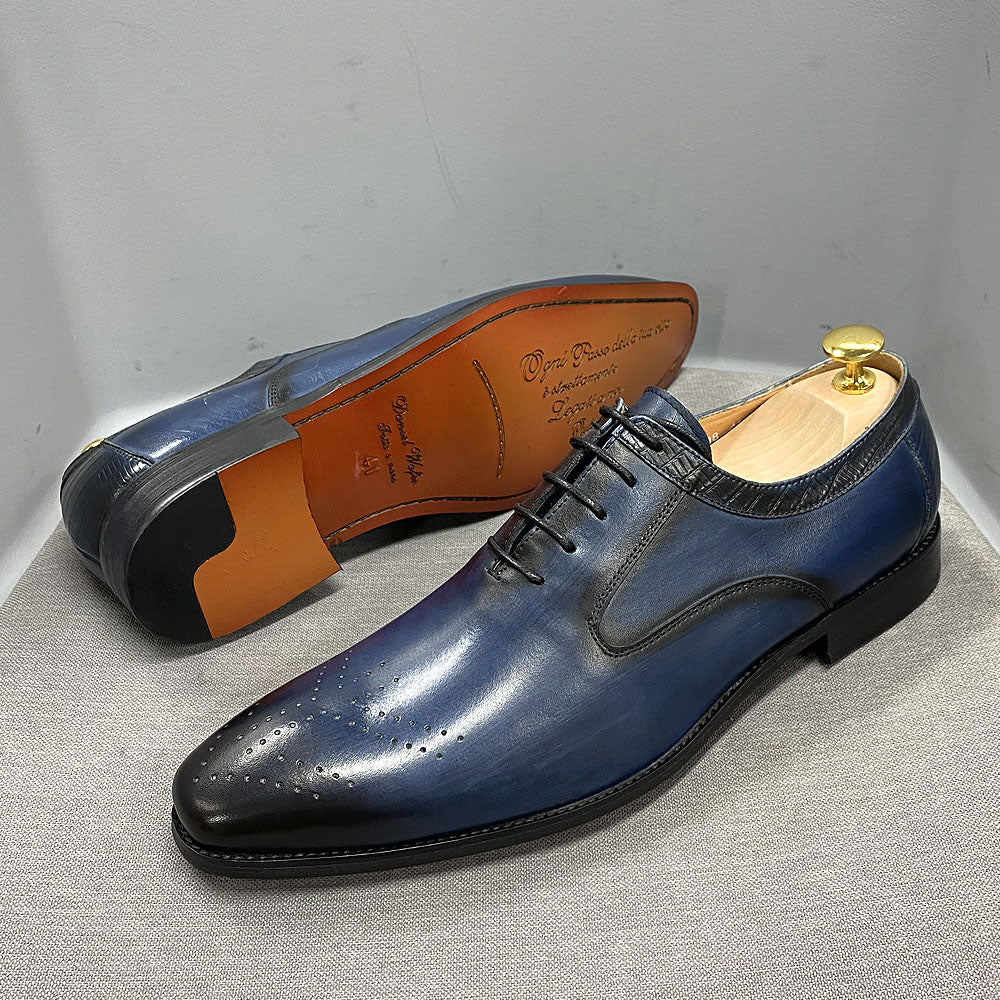 Ashour's Venom Oxfords - Men's Leather Dress Shoes (Blue or Black)