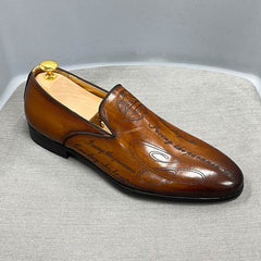 The Napul - Italian Style Hand Painted Leather Loafers - Ashour Shoes