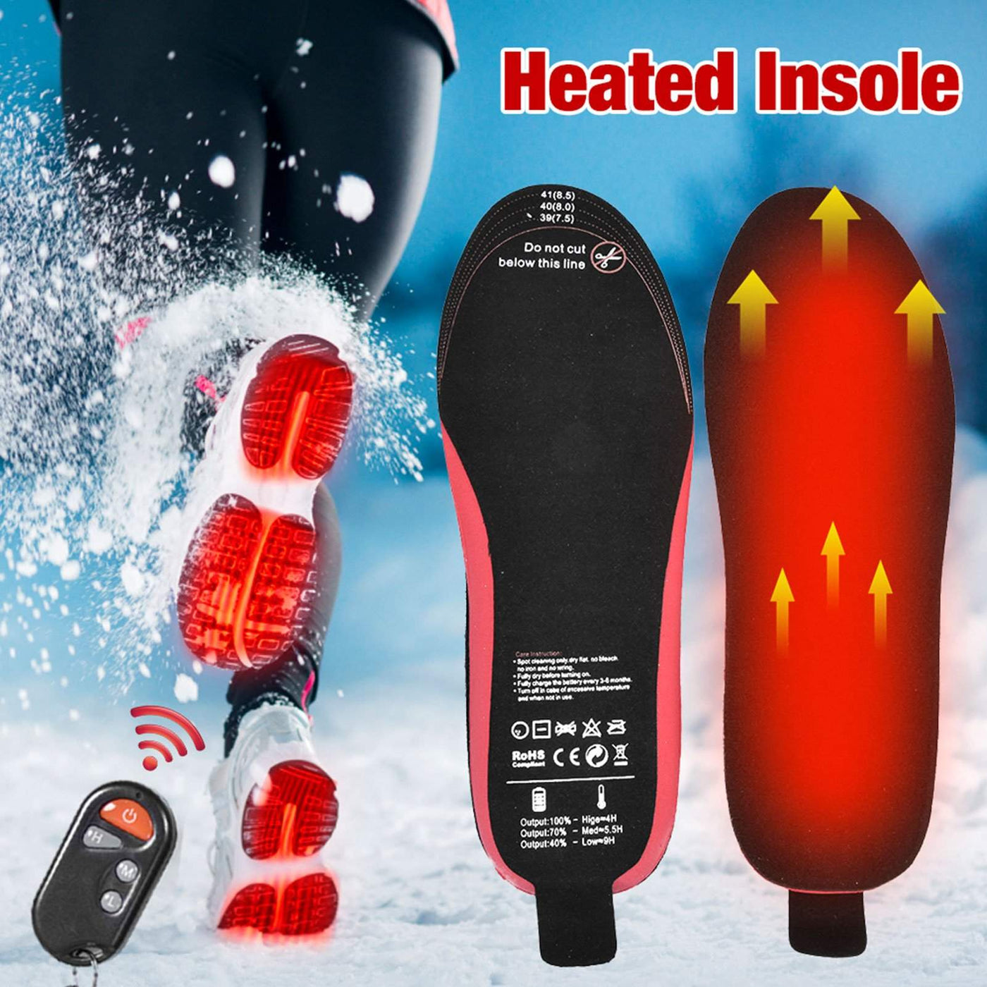 Remote Control Heated shoe Insoles - Electric Foot Warming Pad