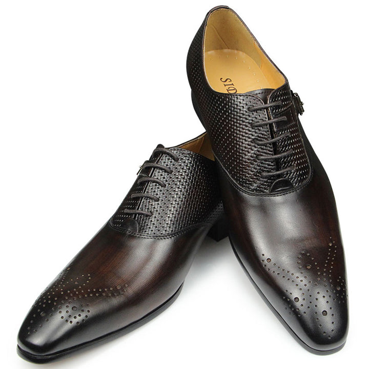 Aubino 2 - Luxury Men's single strap Cap Toe Oxford Shoes (2 patterns design) - Ashour Shoes