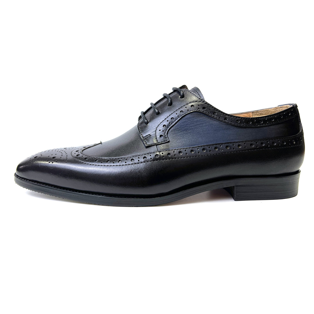 L'ITALIANO - Men's Luxurious Oxford Dress Shoes (Black with Blue shaded sides) - Ashour Shoes