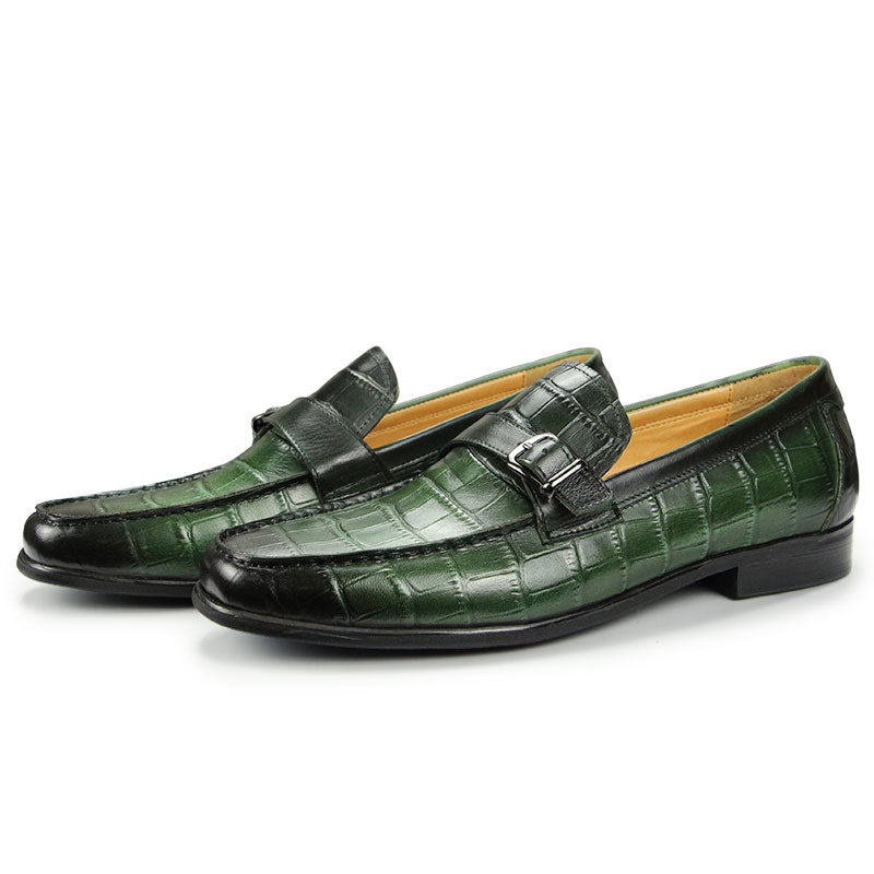 The Coccodrillo - Alligator print Leather Loafers for Men - Ashour Shoes