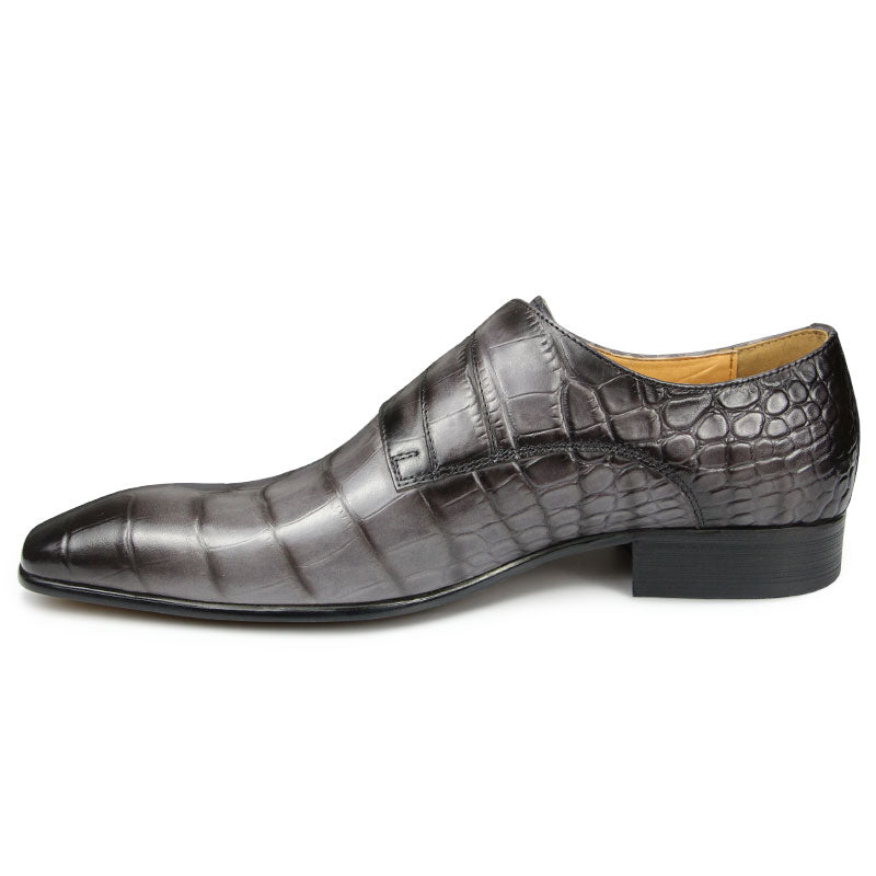 Ashour's Crocodile - Men's Fashionable Loafers Monkstrap - Ashour Shoes