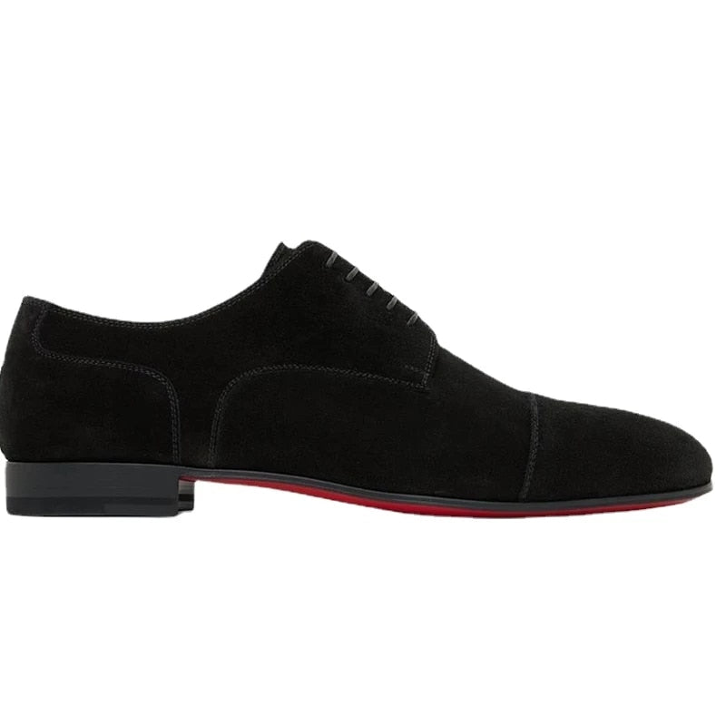 The Rossi 3 - Red Bottom Classic Suede Leather Black Oxfords Shoes