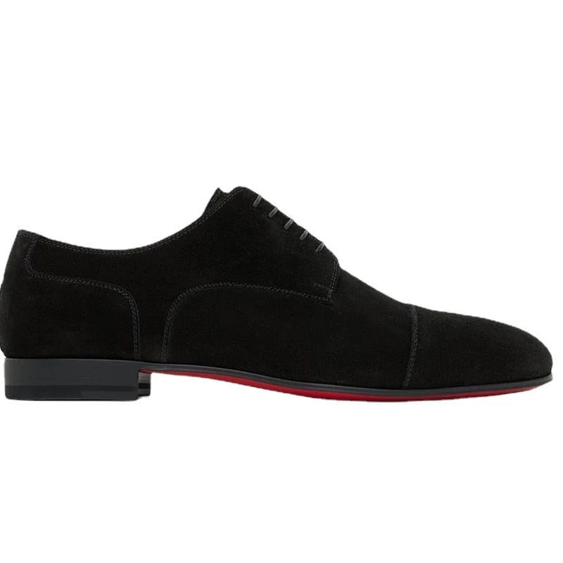 The Rossi 3 - Red Bottom Classic Suede Leather Black Oxfords Shoes - Ashour Shoes